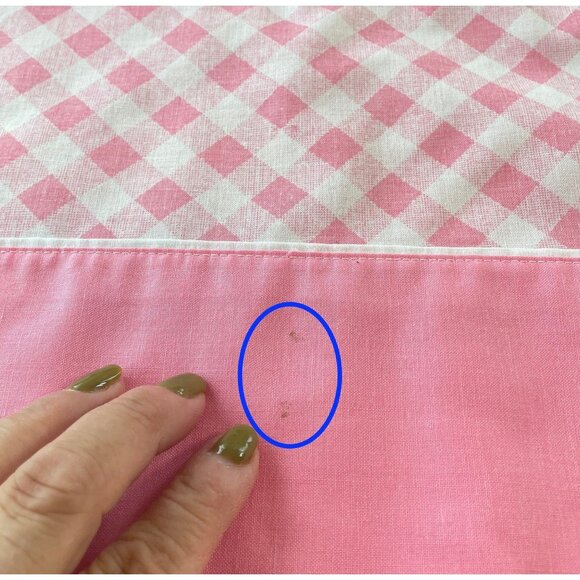 Vintage 70s flat/top sheet, pink checkered bedsheet, twin size,  Dan River - Picture 7 of 10